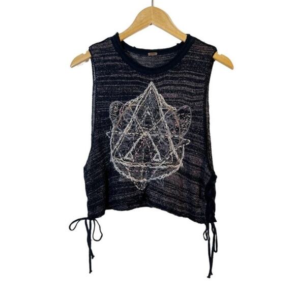 Free People Sleeveless Zodiac Embroidered Cropped Top - Picture 2 of 7